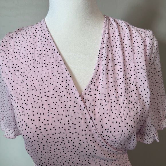 MSCH Copenhagen Samera Rikkelie Mini Wrap Dress Lilac Pink Polka Dot Size XS NEW - Picture 6 of 11